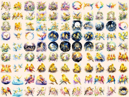 Canaries Watercolor Clipart canaries clipart - Wonders Artist