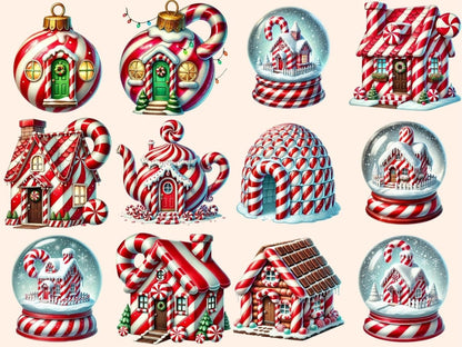 Candy Cane Houses Clipart Candy Cane Art PNG - Wonders Artist