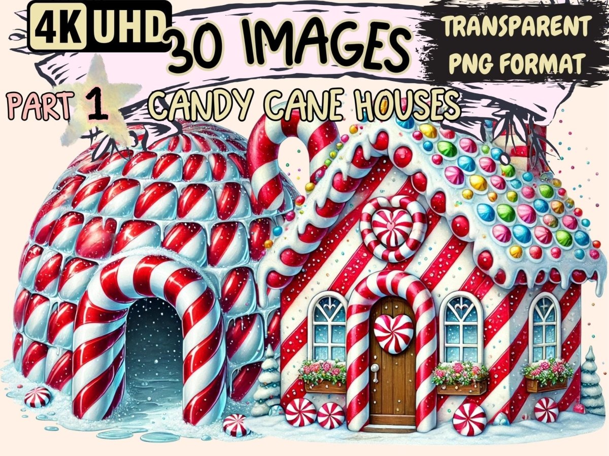 Candy Cane Houses Clipart Candy Cane Art PNG - Wonders Artist