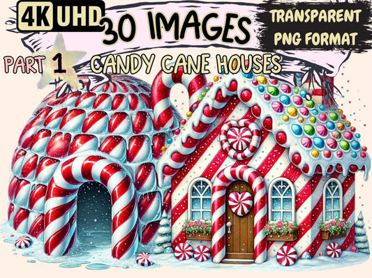 Candy Cane Houses Clipart Candy Cane Art PNG - Wonders Artist