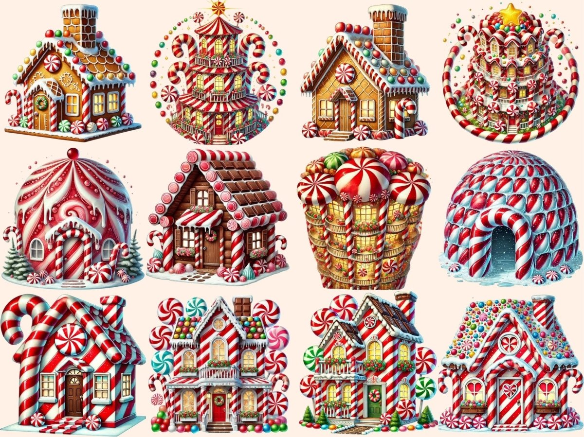 Candy Cane Houses Clipart Candy Cane Art PNG - Wonders Artist
