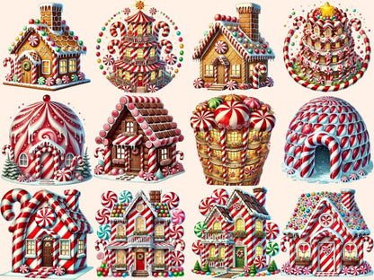 Candy Cane Houses Clipart Candy Cane Art PNG - Wonders Artist