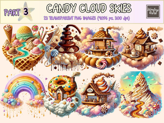 Candy Cloud Skies (P3) Clipart - High - Quality Instant Digital Download for Creative Projects