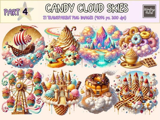 Candy Cloud Skies (P4) Clipart - High - Quality Instant Digital Download for Creative Projects