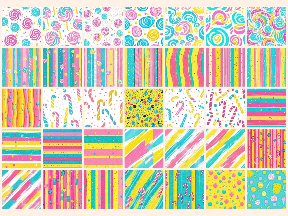 Candy Pop Seamless Digital Paper Bright Candy Pattern - Wonders Artist