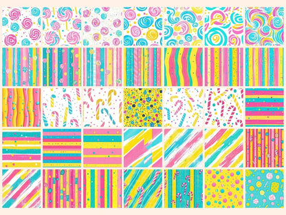 Candy Pop Seamless Digital Paper Bright Candy Pattern - Wonders Artist
