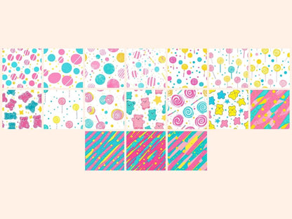 Candy Pop Seamless Digital Paper Bright Candy Pattern - Wonders Artist
