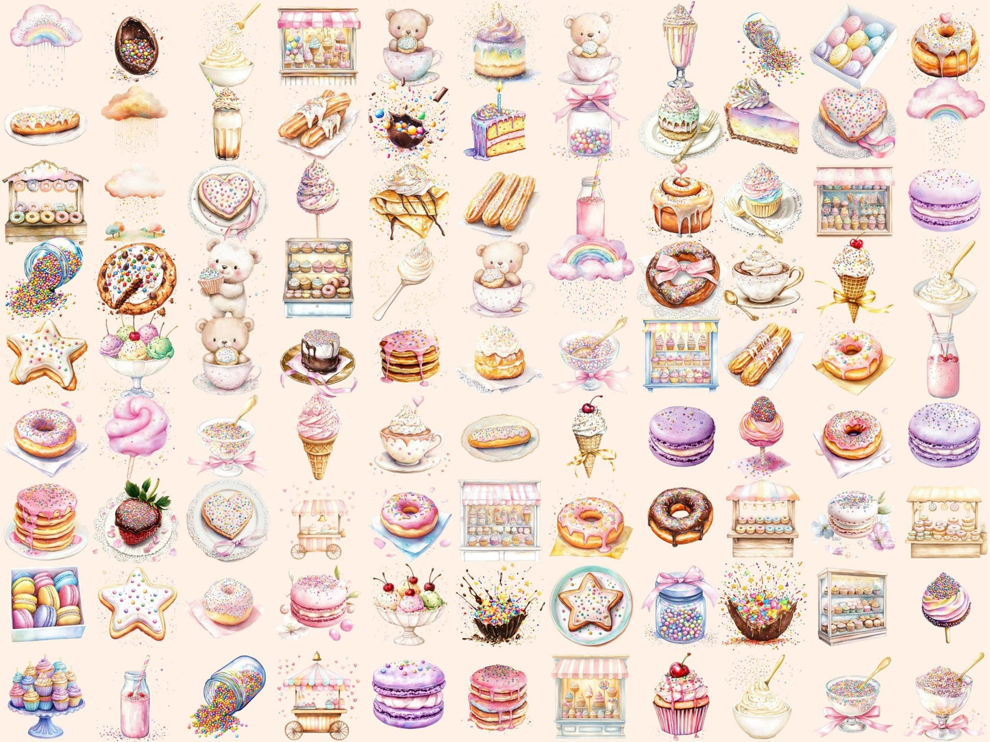 Candy Sprinkles Watercolor Clipart - High - Quality Instant Digital Download for Creative Projects