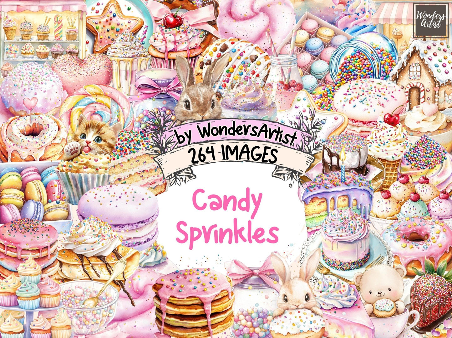 Candy Sprinkles Watercolor Clipart - High - Quality Instant Digital Download for Creative Projects