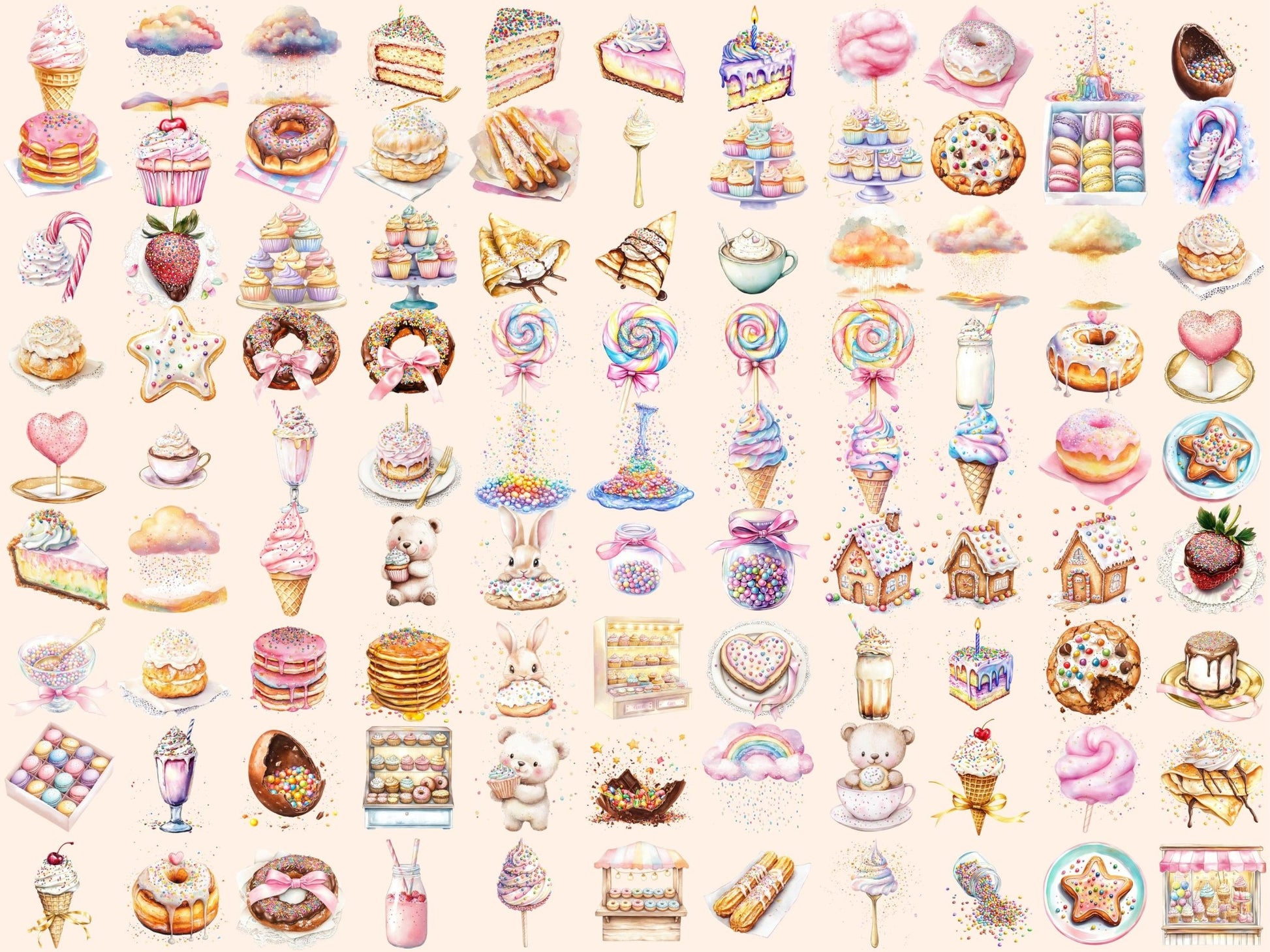 Candy Sprinkles Watercolor Clipart - High - Quality Instant Digital Download for Creative Projects