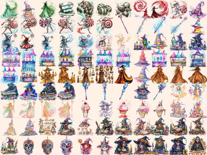 Candy Witches Watercolor Clipart candy cauldron png - Wonders Artist