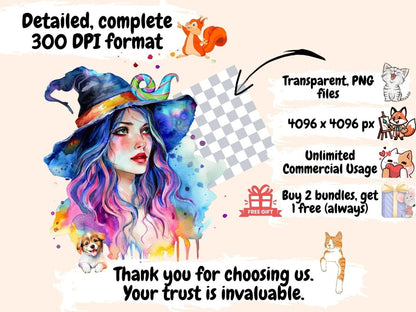 Candy Witches Watercolor Clipart candy cauldron png - Wonders Artist