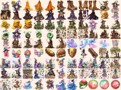 Candy Witches Watercolor Clipart candy cauldron png - Wonders Artist