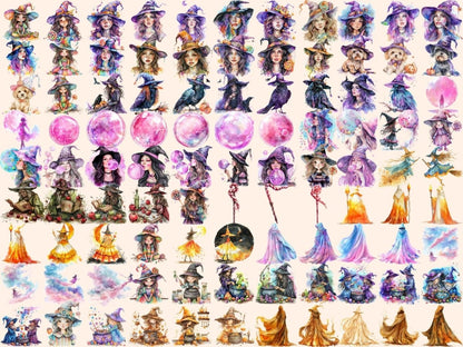 Candy Witches Watercolor Clipart candy cauldron png - Wonders Artist