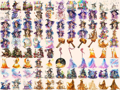 Candy Witches Watercolor Clipart candy cauldron png - Wonders Artist