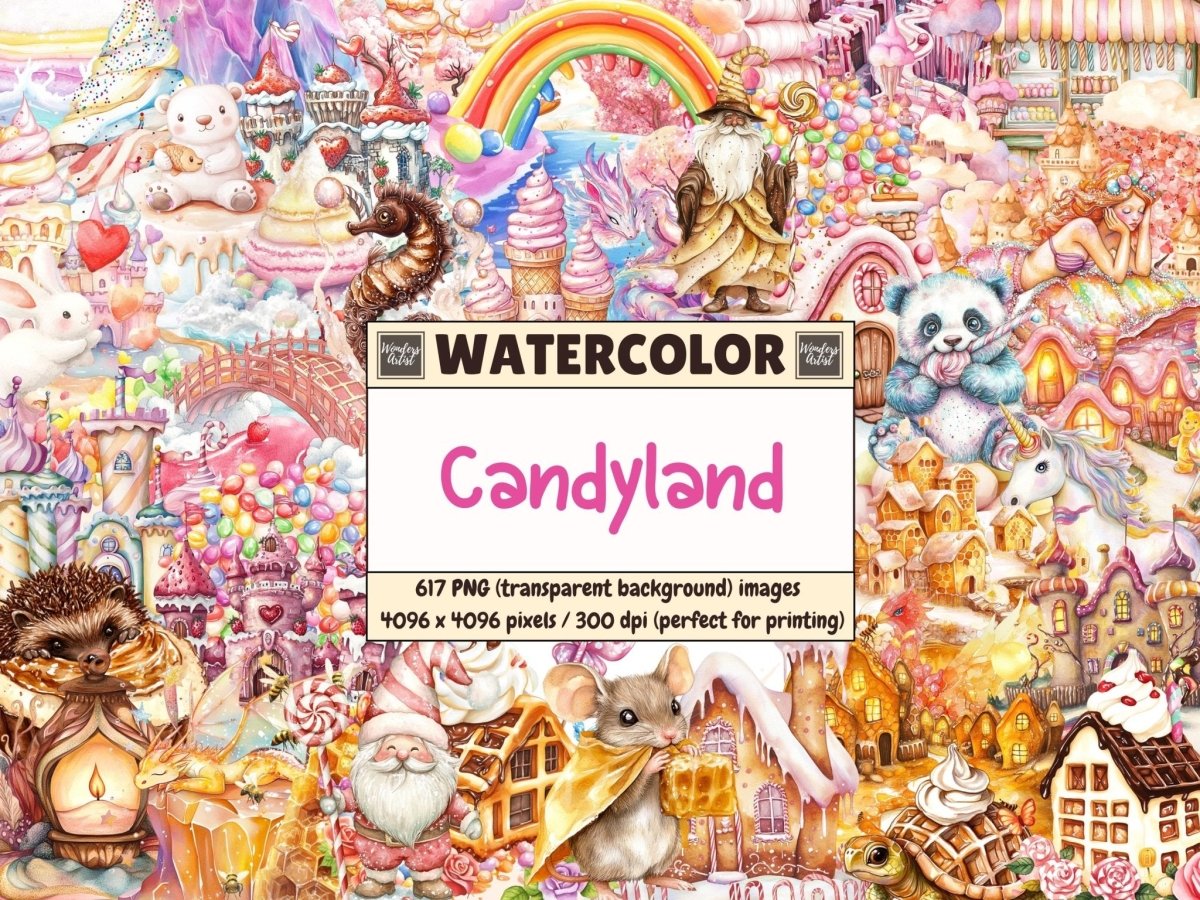 Candyland Watercolor Clipart candy clipart candy house png candy shop clipart - WondersArtist