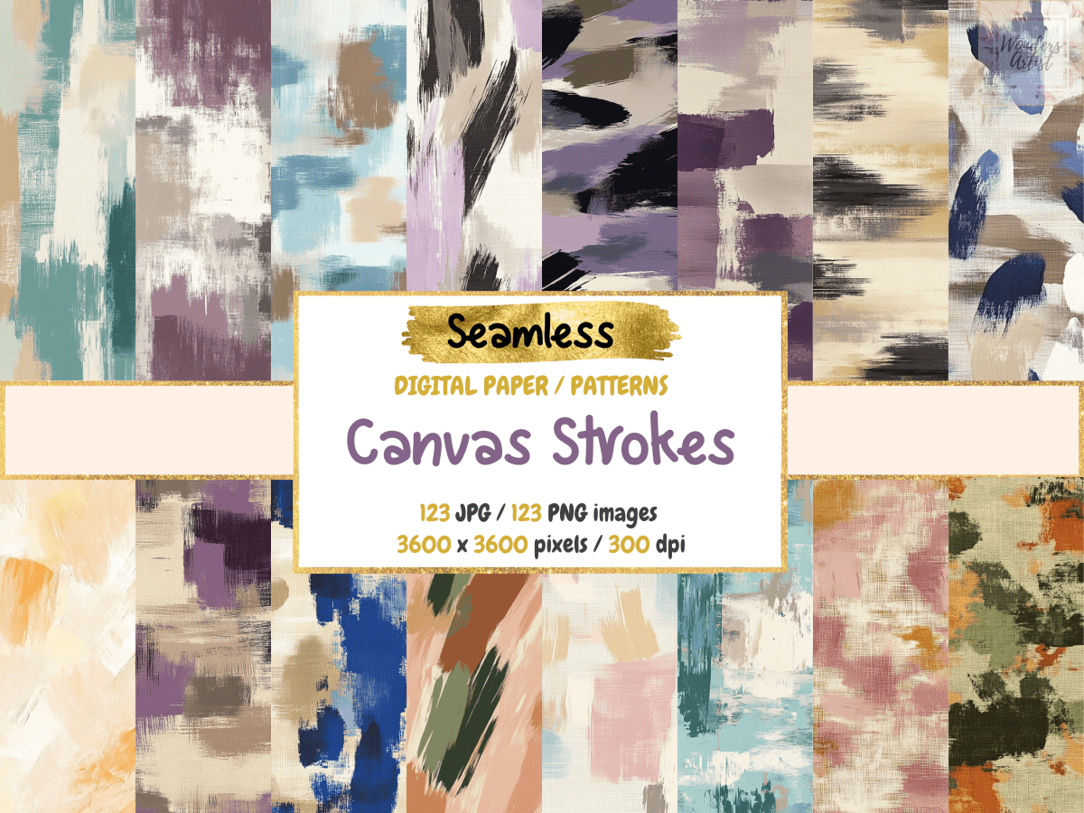 Canvas Strokes Digital Paper All Bundles Backgrounds Digital Paper - WondersArtist