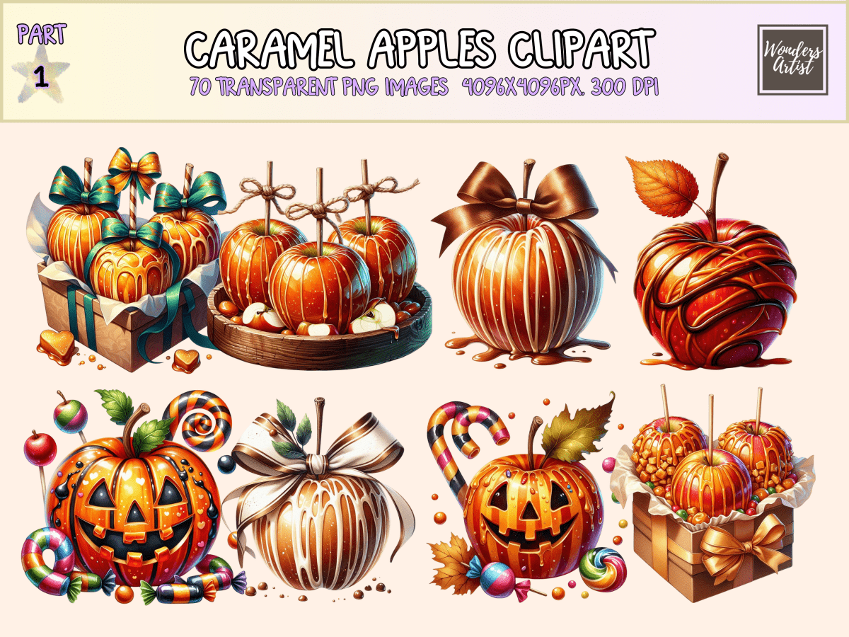Caramel Apples Clipart All Bundles Clipart Line Art - WondersArtist