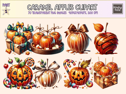 Caramel Apples Clipart All Bundles Clipart Line Art - WondersArtist
