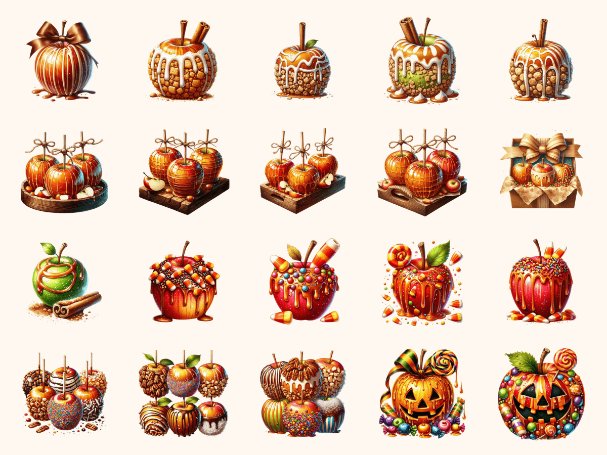 Caramel Apples Clipart All Bundles Clipart Line Art - WondersArtist