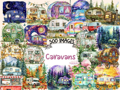 Caravans Watercolor Clipart adventure clipart - Wonders Artist