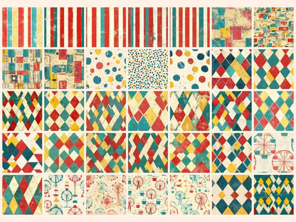 Carnival Whimsy Seamless Pattern Digital Papers amusement theme - Wonders Artist