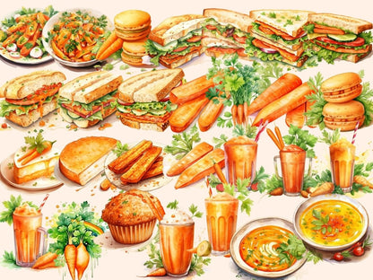 Carrots Watercolor Clipart carrot clip art - Wonders Artist