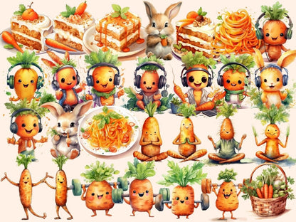 Carrots Watercolor Clipart carrot clip art - Wonders Artist