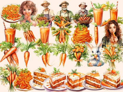 Carrots Watercolor Clipart carrot clip art - Wonders Artist