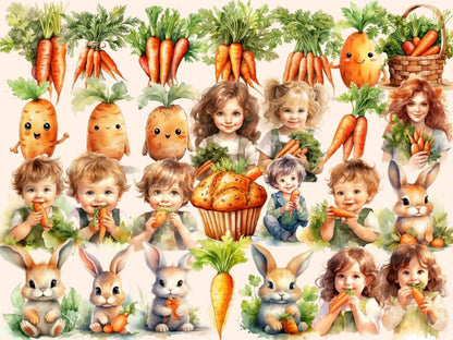 Carrots Watercolor Clipart carrot clip art - Wonders Artist
