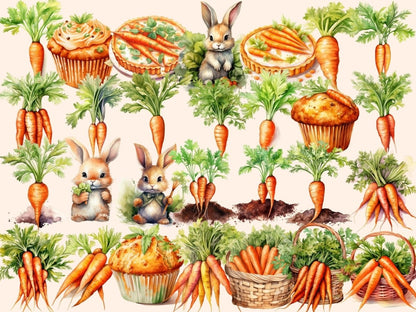 Carrots Watercolor Clipart carrot clip art - Wonders Artist