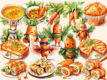 Carrots Watercolor Clipart carrot clip art - Wonders Artist