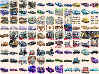 Cars Watercolor Clipart car clipart - Wonders Artist