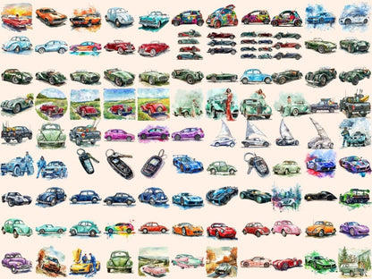 Cars Watercolor Clipart car clipart - Wonders Artist
