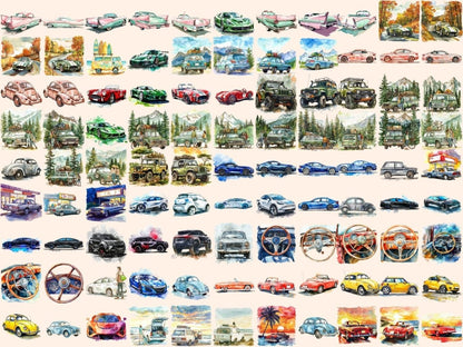 Cars Watercolor Clipart car clipart - Wonders Artist