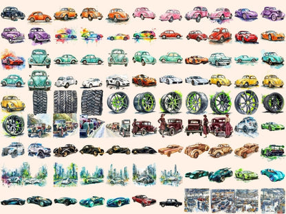 Cars Watercolor Clipart car clipart - Wonders Artist