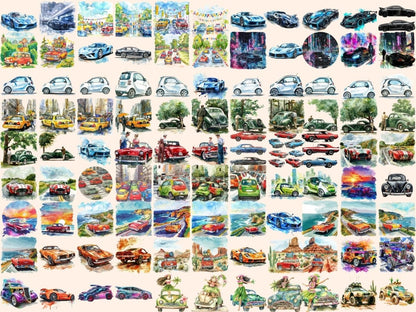 Cars Watercolor Clipart car clipart - Wonders Artist