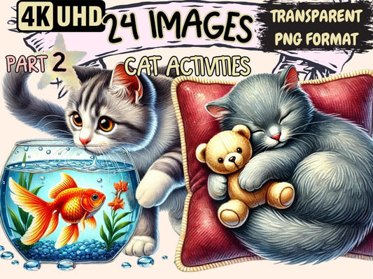 Cat Activities (P2) Clipart Active Cat Graphics - Wonders Artist
