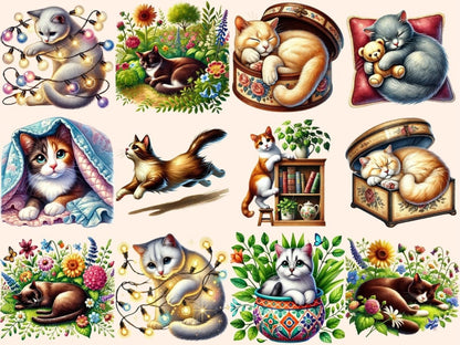 Cat Activities (P2) Clipart Active Cat Graphics - Wonders Artist