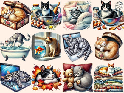 Cat Activities (P3) Clipart Active Cat Graphics - Wonders Artist