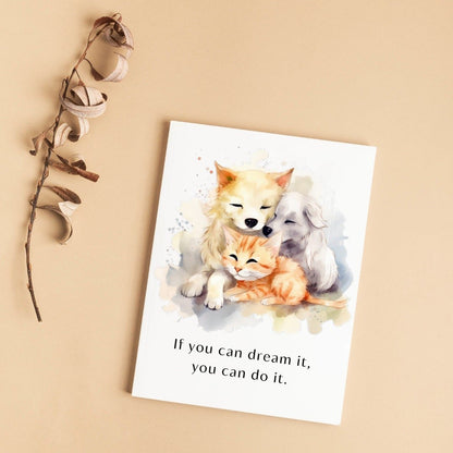 Cats and Dogs Friends Watercolor Clipart adorable pets - Wonders Artist