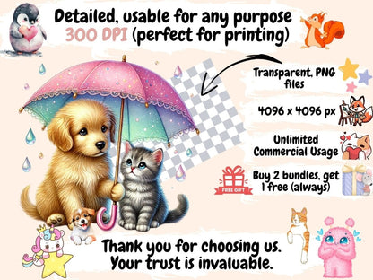 Cats & Dogs Friends (P2) Clipart animal illustrations - Wonders Artist