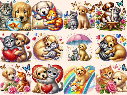 Cats & Dogs Friends (P2) Clipart animal illustrations - Wonders Artist