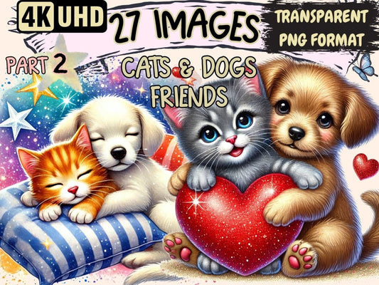 Cats & Dogs Friends (P2) Clipart animal illustrations - Wonders Artist
