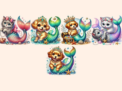 Cats & Dogs Mermaids Clipart Cat and Dog Mermaids - Wonders Artist