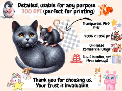 Cats & Mice Clipart Animal Clipart - Wonders Artist