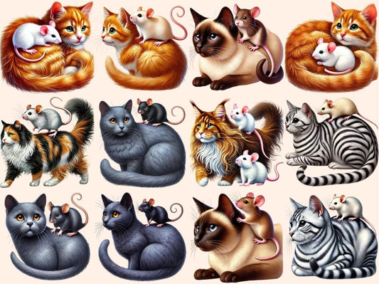 Klipart kočky a myši