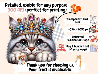Cats with Crowns Clipart cat crown clipart - Wonders Artist