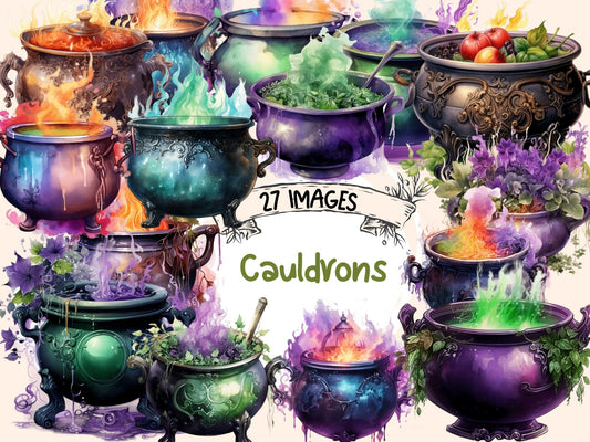 Cauldrons Watercolor Clipart - High - Quality Instant Digital Download for Creative Projects