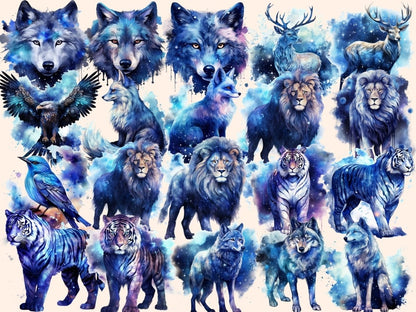 Celestial Animals Watercolor Clipart astral clipart - Wonders Artist